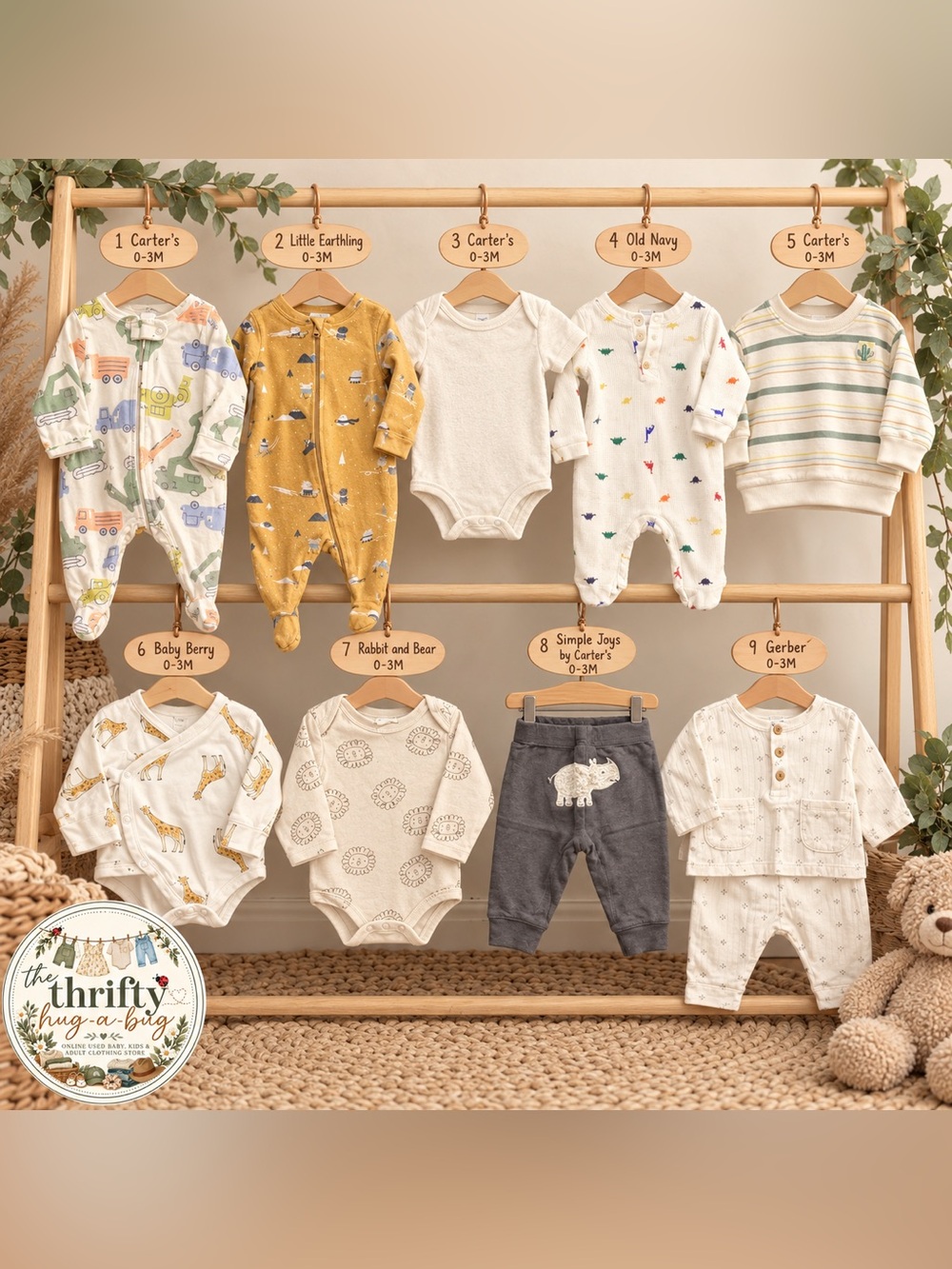 🧸 9-Piece Baby Boy/Neutral Clothing Bundle 0–3M | Carter’s, Old Navy, Gerber +